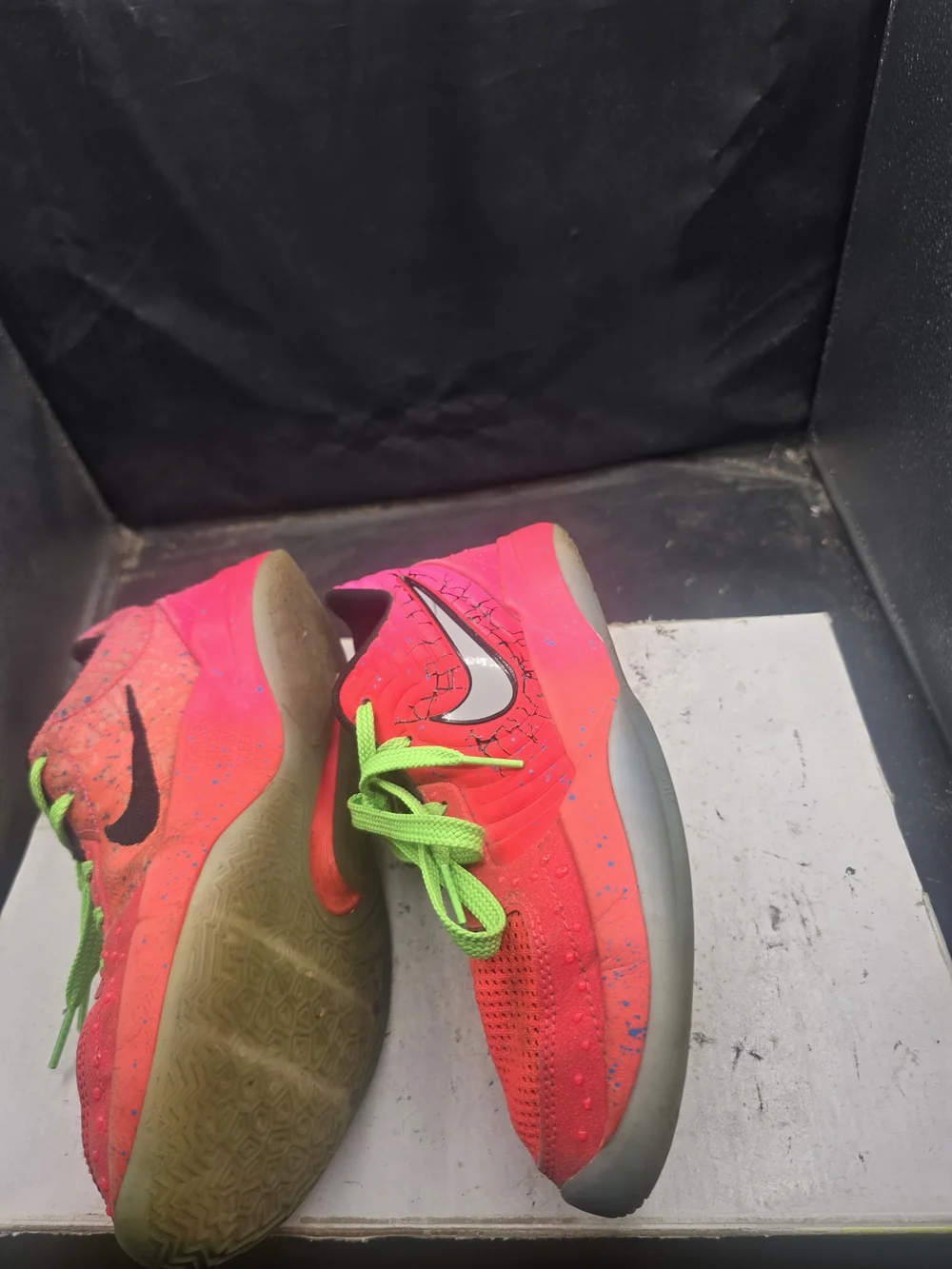 Nike Men’s Athletic Shoes in Bright Orange with Neon Green Laces